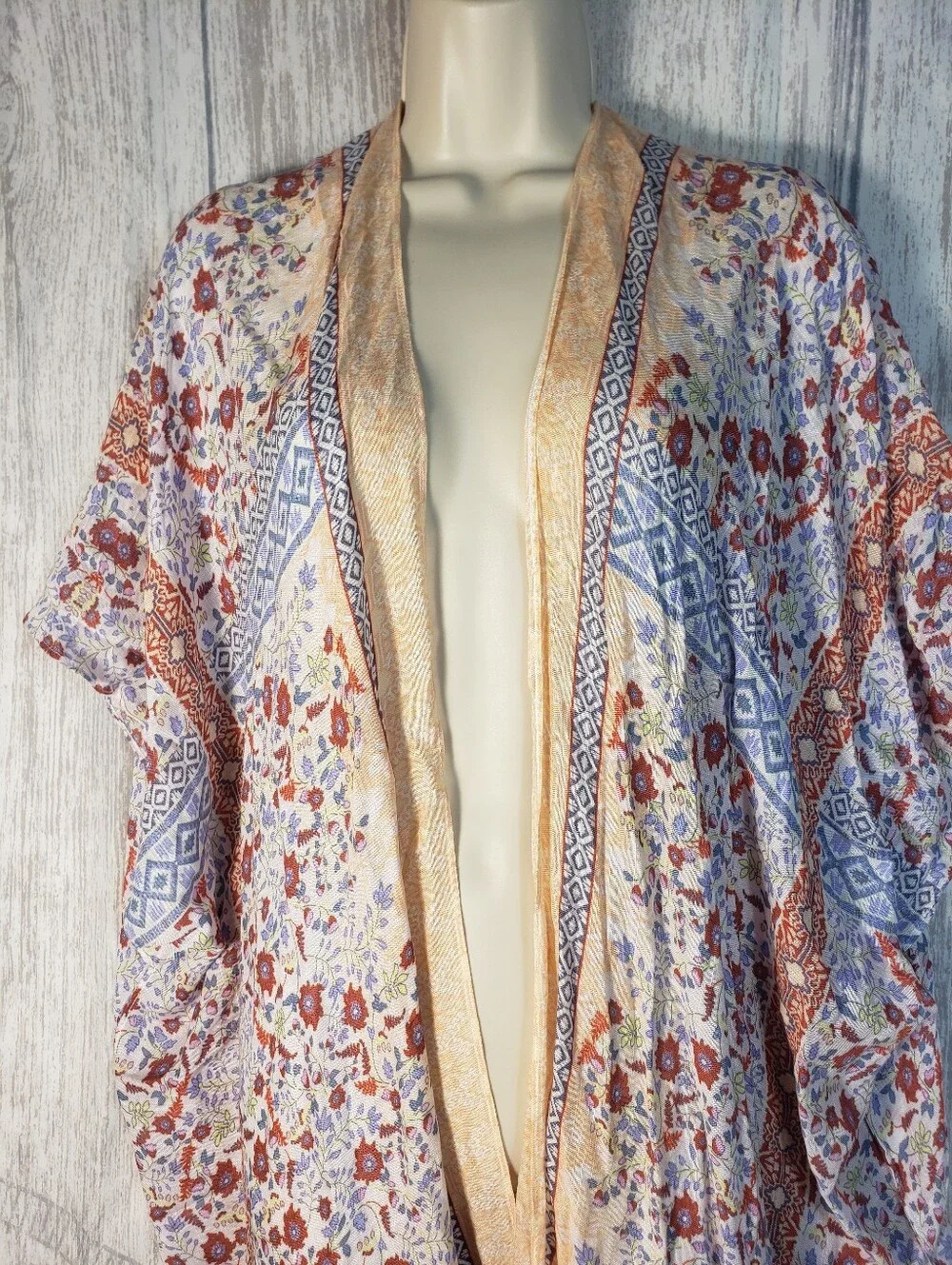 Lucky Brand Printed Boho Kimono bohemian open-front One Size
